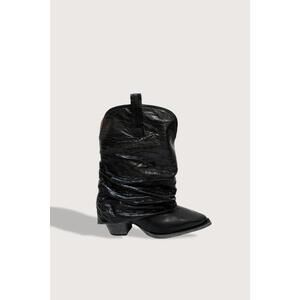 NEW R13 women's chunky cowboy boots with sleeve in shiny black